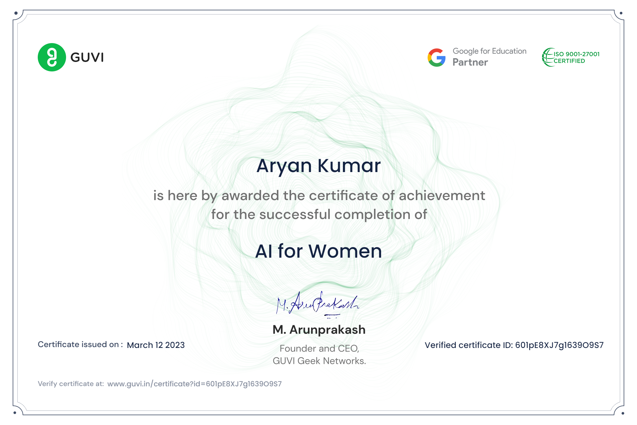 Certificate in AI FOR WOMEN